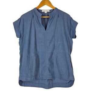 LOYAL HANA BLUSH BLUE SHORT-SLEEVE NURSING SHIRT – 100% COTTON, SIZE SMALL